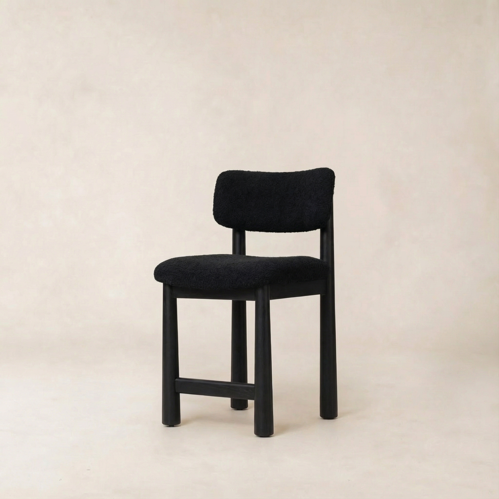 Tabouret de comptoir - Boucle noire et pieds coniques en chêne blanc