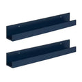 Kate & Laurel All Things Decor 2pc 24" Levie Wood Picture Ledge Wall Shelf Set Navy Blue: MDF Frame, No Assembly Required
