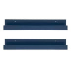Lot de 2 – Étagères murales flottantes pour photos de 61 cm, bleu marine, MDF, aucun assemblage requis
