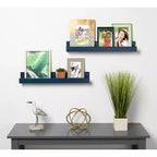 Lot de 2 – Étagères murales flottantes pour photos de 61 cm, bleu marine, MDF, aucun assemblage requis