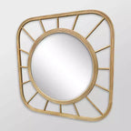 Miroir mural carré pour enfants, fait main en bambou de 50,8 cm, ton bois naturel, avec accroche murale en métal incluse