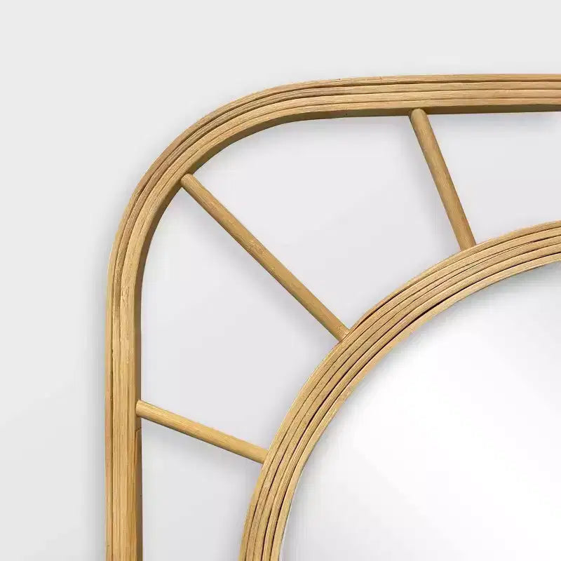 Miroir mural carré pour enfants, fait main en bambou de 50,8 cm, ton bois naturel, avec accroche murale en métal incluse