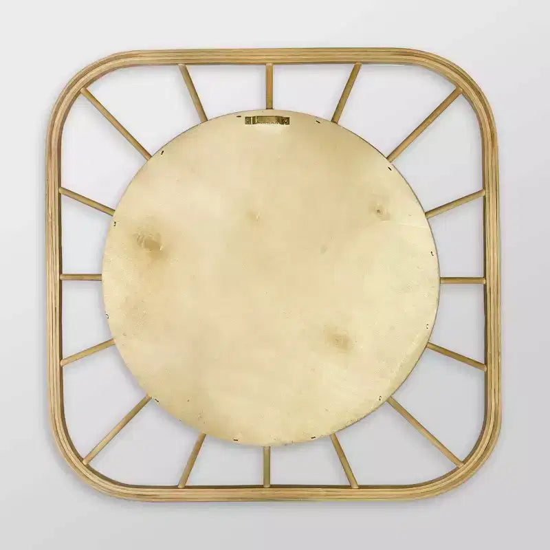 Miroir mural carré pour enfants, fait main en bambou de 50,8 cm, ton bois naturel, avec accroche murale en métal incluse