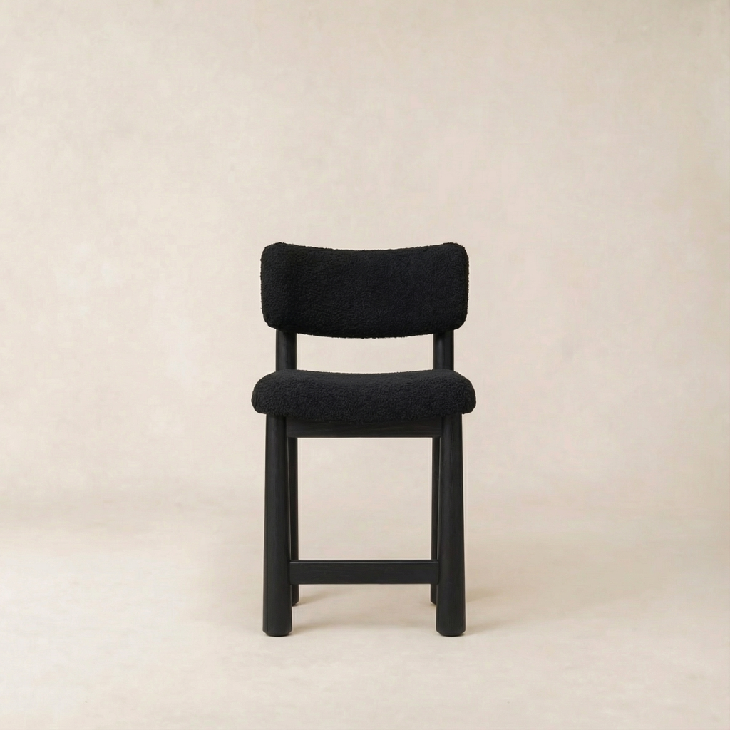 Tabouret de comptoir - Boucle noire et pieds coniques en chêne blanc
