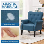 Lot de 2 fauteuils d'appoint modernes du milieu du siècle, dossier capitonné, accoudoirs arrondis, pieds en bois d'hévéa, capacité de 136 kg — Gris foncé/Jaune/Bleu marine