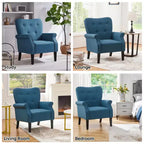 Lot de 2 fauteuils d'appoint modernes du milieu du siècle, dossier capitonné, accoudoirs arrondis, pieds en bois d'hévéa, capacité de 136 kg — Gris foncé/Jaune/Bleu marine