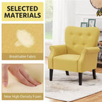 Lot de 2 fauteuils d'appoint modernes du milieu du siècle, dossier capitonné, accoudoirs arrondis, pieds en bois d'hévéa, capacité de 136 kg — Gris foncé/Jaune/Bleu marine