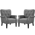 Yaheetech Set of 2 Mid-century Accent Arm Chair with Solid Wood Legs for Living Room, Bedroom