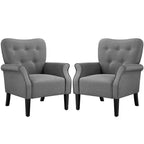 Yaheetech Set of 2 Mid-century Accent Arm Chair with Solid Wood Legs for Living Room, Bedroom