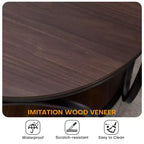 Table d'appoint industrielle ronde à 2 niveaux avec rangement, diamètre 50 cm, MDF et cadre métallique, capacité 63,5 kg