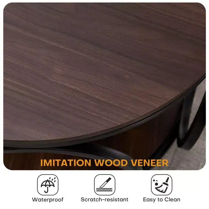 Table d'appoint industrielle ronde à 2 niveaux avec rangement, diamètre 50 cm, MDF et cadre métallique, capacité 63,5 kg