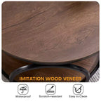 Table d'appoint industrielle ronde à 2 niveaux avec rangement, diamètre 50 cm, MDF et cadre métallique, capacité 63,5 kg