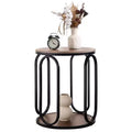 Bekrvio 2-Tier Round Small Side Table with Storage, 19.7 Wood Industrial End Table for Living Room, Bedroom, Office, Bathroom