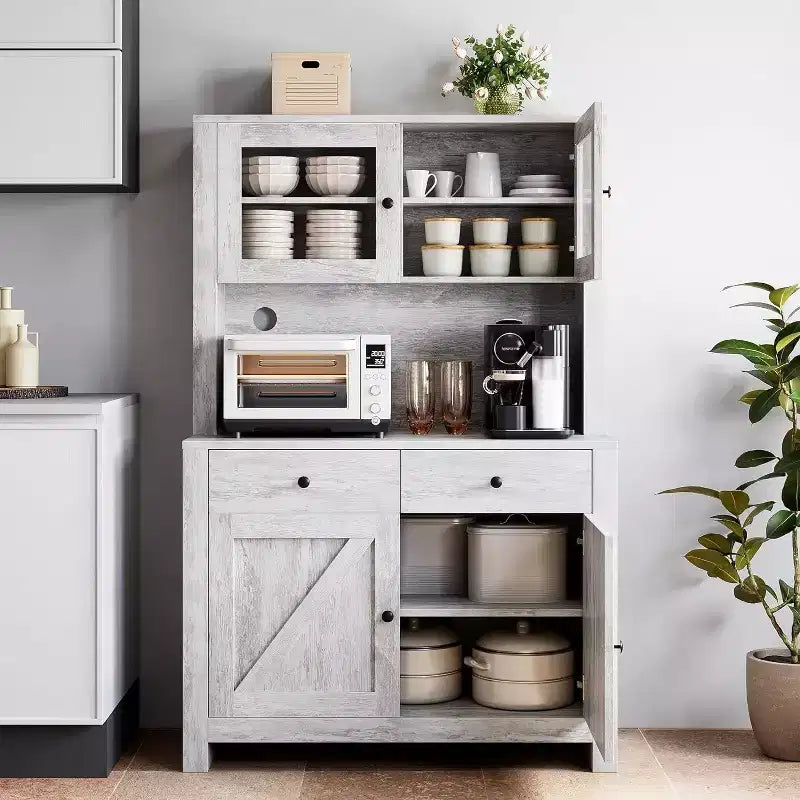 Armoires de rangement pratiques, armoires à ustensiles de cuisine avec étagères pour micro-ondes, armoires de cuisine avec étagères réglables