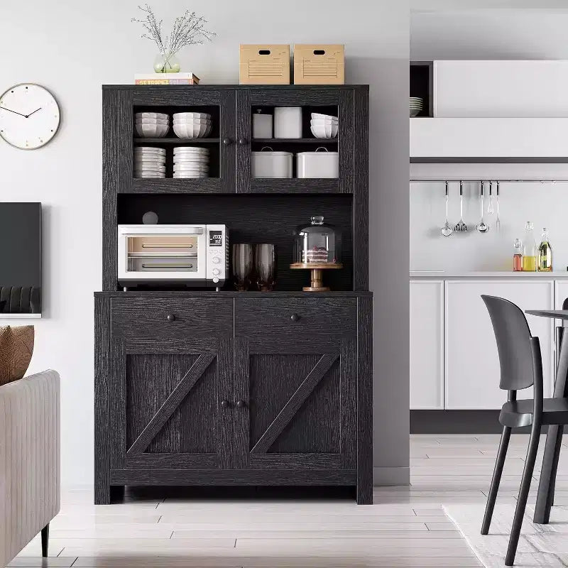 Armoires de rangement pratiques, armoires à ustensiles de cuisine avec étagères pour micro-ondes, armoires de cuisine avec étagères réglables