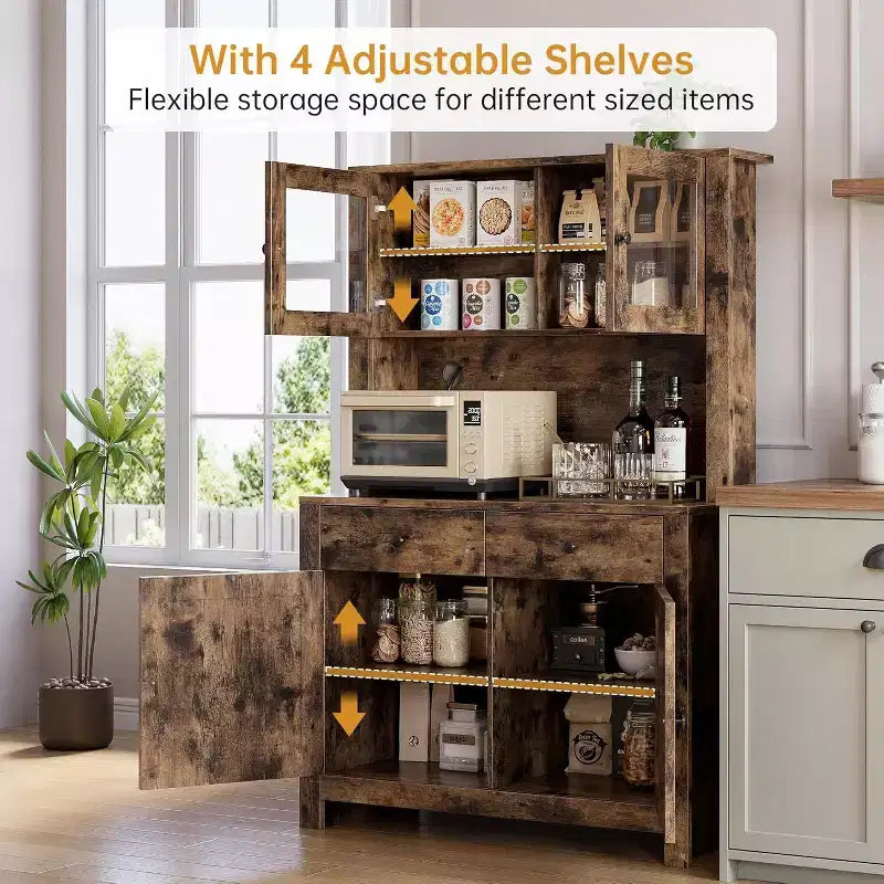 Armoires de rangement pratiques, armoires à ustensiles de cuisine avec étagères pour micro-ondes, armoires de cuisine avec étagères réglables