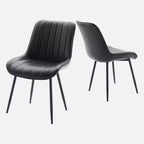 Dining Chairs Set of 2, Upholstered PU Leather Kitchen & Dining Chairs with Whale Backrest