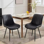 Lot de 2 chaises de salle à manger, chaises de cuisine et de salle à manger rembourrées en cuir PU avec dossier baleine