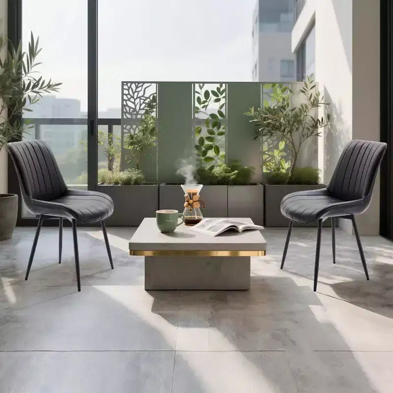 Lot de 2 chaises de salle à manger, chaises de cuisine et de salle à manger rembourrées en cuir PU avec dossier baleine