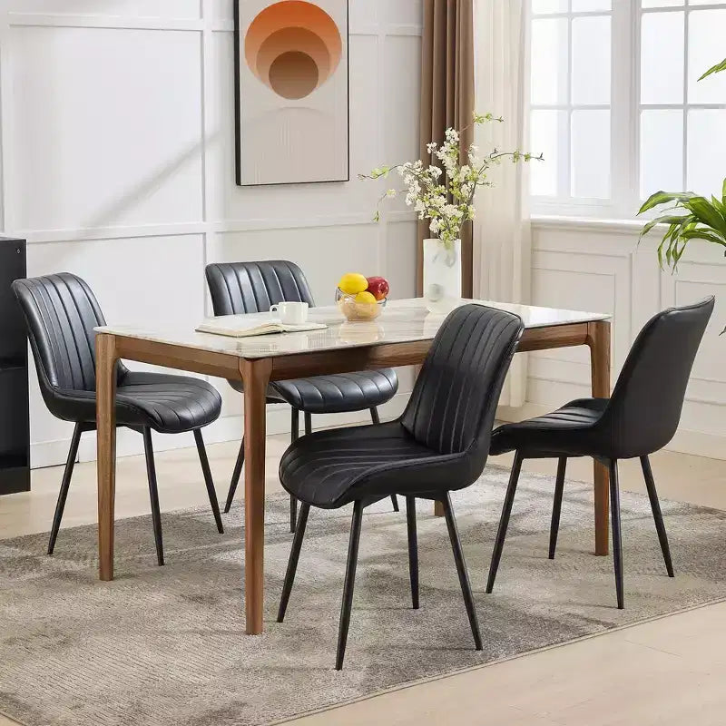 Lot de 2 chaises de salle à manger, chaises de cuisine et de salle à manger rembourrées en cuir PU avec dossier baleine