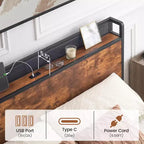 Cadre de lit double avec tête de lit, 4 tiroirs, bande LED et ports de charge, plateforme métallique