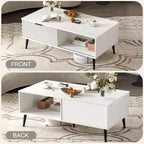 Table basse de ferme, table de rangement avec porte coulissante cannelée et plateau en bois, table à manger rectangulaire pour salon appartement