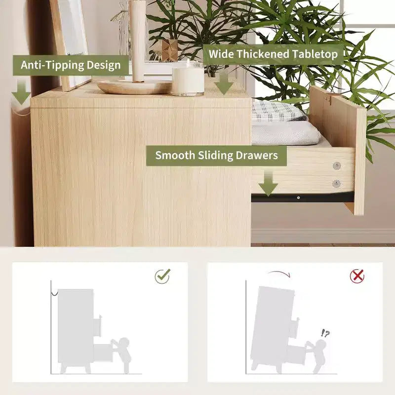 Commodes à 5 tiroirs, commodes de placard cannelées modernes, commode de rangement en bois