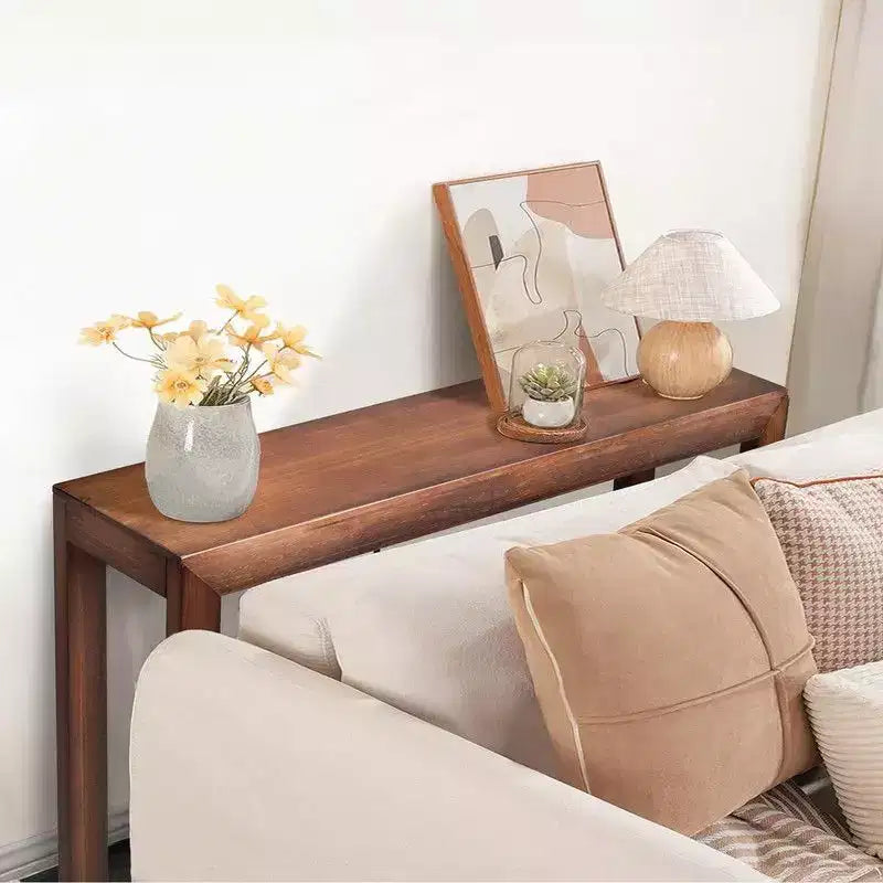 Table console rectangulaire en bois de pin de 46 po, table d'appoint d'entrée avec étagère inférieure, marron