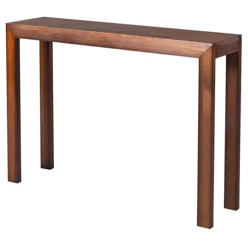 Table console rectangulaire en bois de pin de 46 po, table d'appoint d'entrée avec étagère inférieure, marron