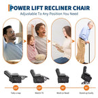 Fauteuil inclinable releveur pour personnes âgées, avec massage et chauffage, canapé simple pour salon, fauteuil d'appoint inclinable à 135°, 2 porte-gobelets et poches latérales