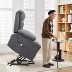 Fauteuil inclinable releveur pour personnes âgées, avec massage et chauffage, canapé simple pour salon, fauteuil d'appoint inclinable à 135°, 2 porte-gobelets et poches latérales