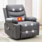 Fauteuil inclinable releveur pour personnes âgées, avec massage et chauffage, canapé simple pour salon, fauteuil d'appoint inclinable à 135°, 2 porte-gobelets et poches latérales