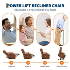 Fauteuil inclinable releveur pour personnes âgées, avec massage et chauffage, canapé simple pour salon, fauteuil d'appoint inclinable à 135°, 2 porte-gobelets et poches latérales