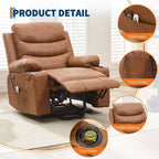 Fauteuil inclinable releveur pour personnes âgées, avec massage et chauffage, canapé simple pour salon, fauteuil d'appoint inclinable à 135°, 2 porte-gobelets et poches latérales