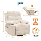 Fauteuil inclinable releveur pour personnes âgées, avec massage et chauffage, canapé simple pour salon, fauteuil d'appoint inclinable à 135°, 2 porte-gobelets et poches latérales