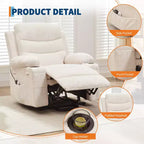 Fauteuil inclinable releveur pour personnes âgées, avec massage et chauffage, canapé simple pour salon, fauteuil d'appoint inclinable à 135°, 2 porte-gobelets et poches latérales