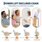 Fauteuil inclinable releveur pour personnes âgées, avec massage et chauffage, canapé simple pour salon, fauteuil d'appoint inclinable à 135°, 2 porte-gobelets et poches latérales