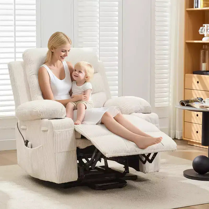 Fauteuil inclinable releveur pour personnes âgées, avec massage et chauffage, canapé simple pour salon, fauteuil d'appoint inclinable à 135°, 2 porte-gobelets et poches latérales