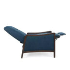 Fauteuil inclinable contemporain en tissu avec mécanisme de poussée, cadre en bois de bouleau, style mi-siècle