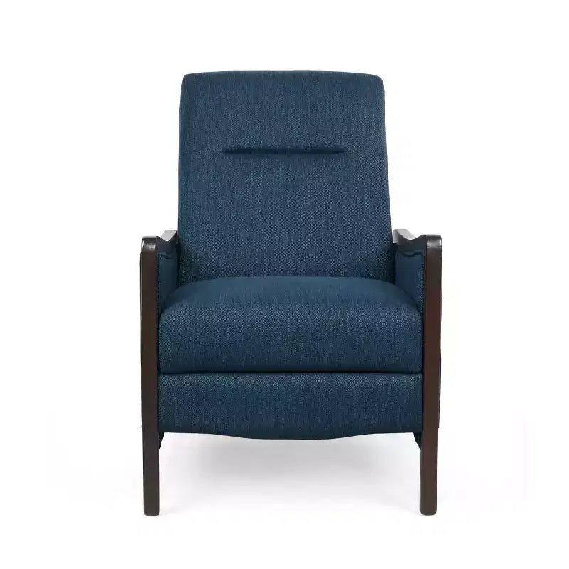 Fauteuil inclinable contemporain en tissu avec mécanisme de poussée, cadre en bois de bouleau, style mi-siècle