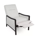 Fauteuil inclinable contemporain en tissu avec mécanisme de poussée, cadre en bois de bouleau, style mi-siècle