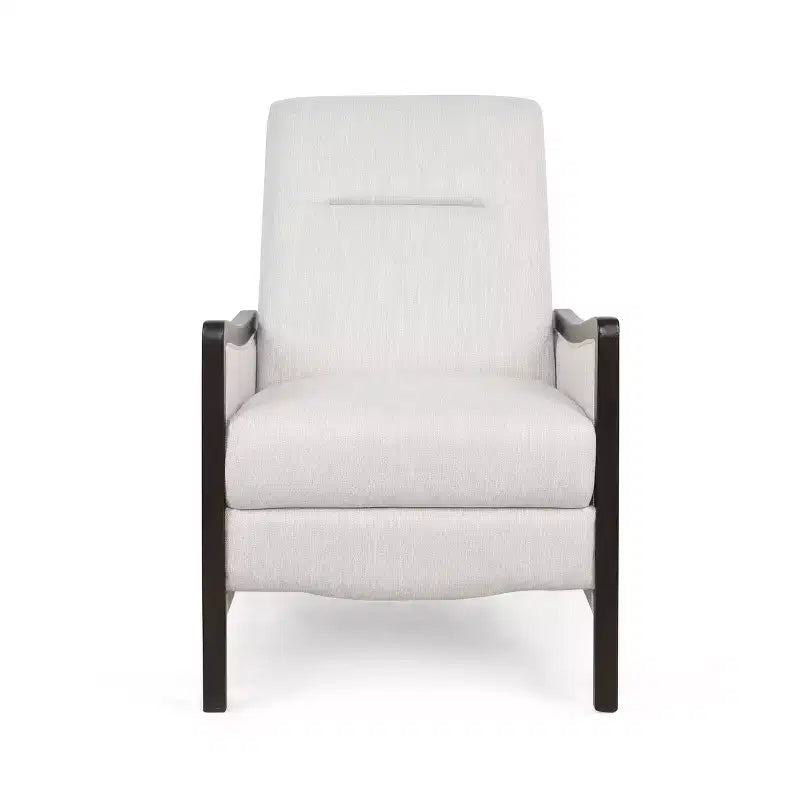 Fauteuil inclinable contemporain en tissu avec mécanisme de poussée, cadre en bois de bouleau, style mi-siècle