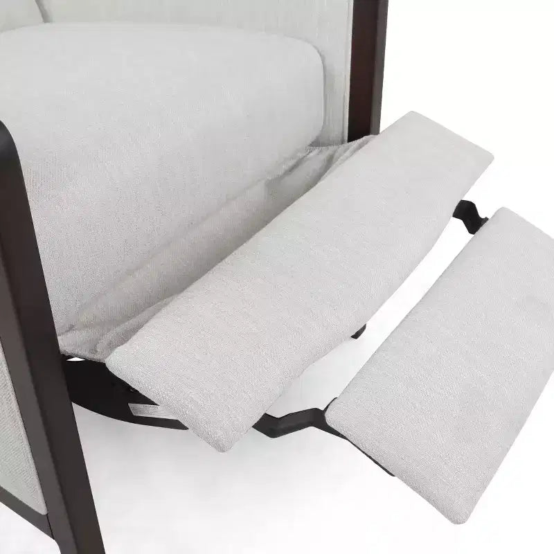 Fauteuil inclinable contemporain en tissu avec mécanisme de poussée, cadre en bois de bouleau, style mi-siècle