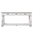 Table console de 160 cm de style Mid-Century avec 3 tiroirs et étagère ouverte, cadre en pin massif, plateau en MDF, 100 kg