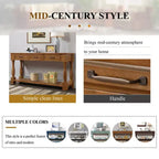 Table console de 160 cm de style Mid-Century avec 3 tiroirs et étagère ouverte, cadre en pin massif, plateau en MDF, 100 kg