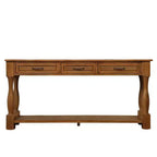 Table console de 160 cm de style Mid-Century avec 3 tiroirs et étagère ouverte, cadre en pin massif, plateau en MDF, 100 kg