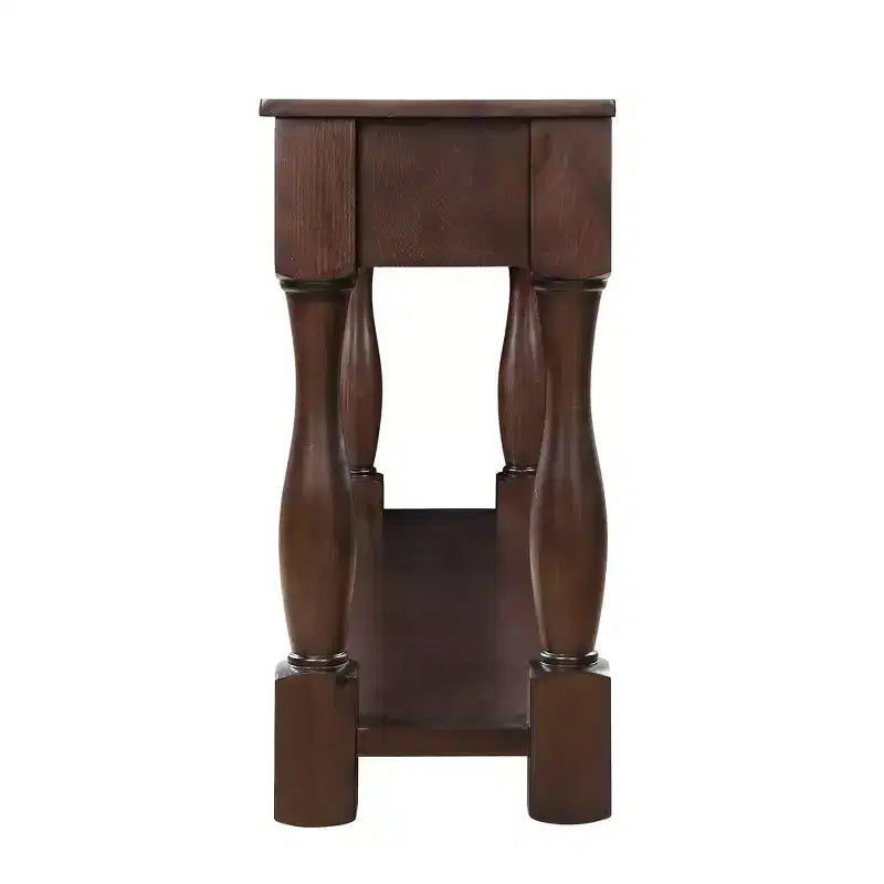 Table console de 160 cm de style Mid-Century avec 3 tiroirs et étagère ouverte, cadre en pin massif, plateau en MDF, 100 kg