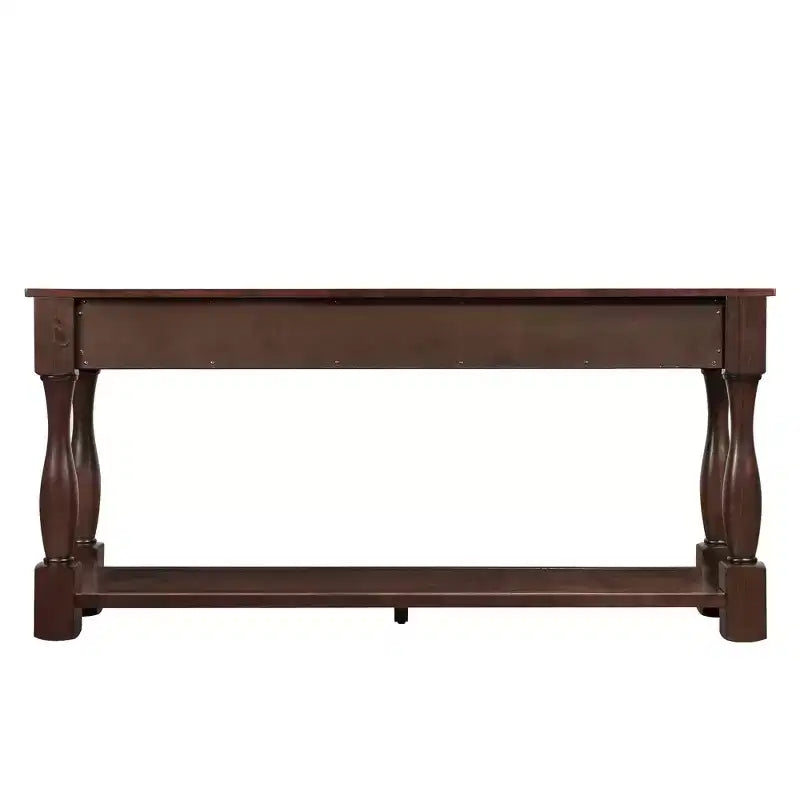Table console de 160 cm de style Mid-Century avec 3 tiroirs et étagère ouverte, cadre en pin massif, plateau en MDF, 100 kg