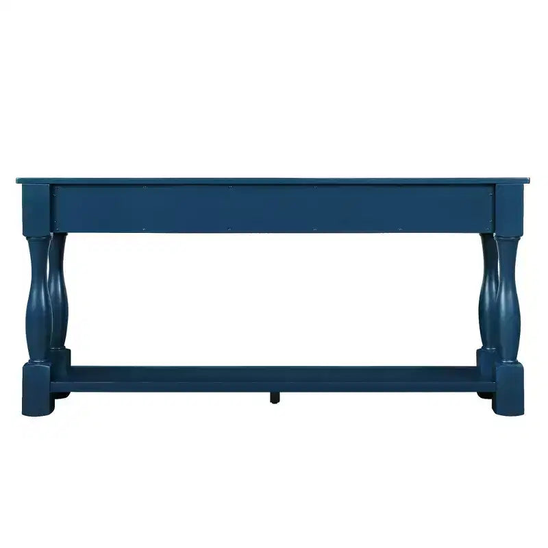 Table console de 160 cm de style Mid-Century avec 3 tiroirs et étagère ouverte, cadre en pin massif, plateau en MDF, 100 kg