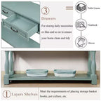 Table console de 160 cm de style Mid-Century avec 3 tiroirs et étagère ouverte, cadre en pin massif, plateau en MDF, 100 kg